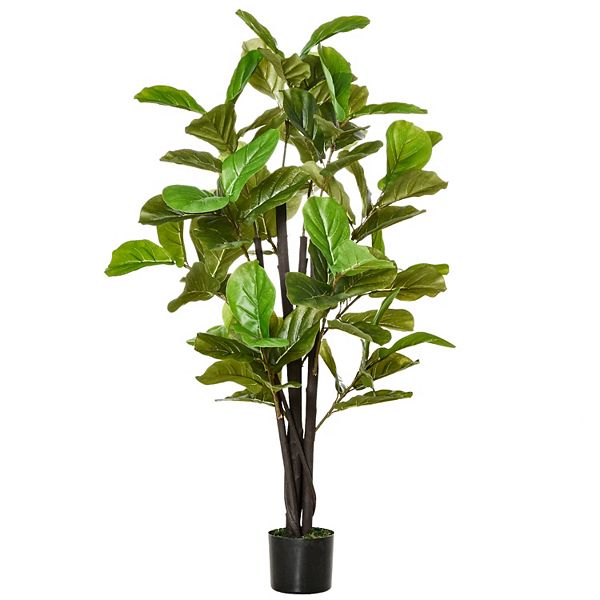 4.5' Artificial Fiddle Leaf Fig Potted Decorative Plant W/ 78 Realistic