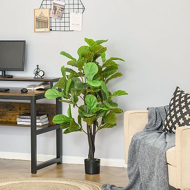 4.5' Artificial Fiddle Leaf Fig Potted Decorative Plant W/ 78 Realistic Leaves