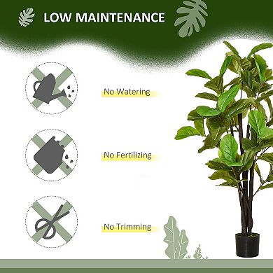 HOMCOM 4.5ft Realistic Fiddle Leaf Fig Tree Potted Plant for Indoor &