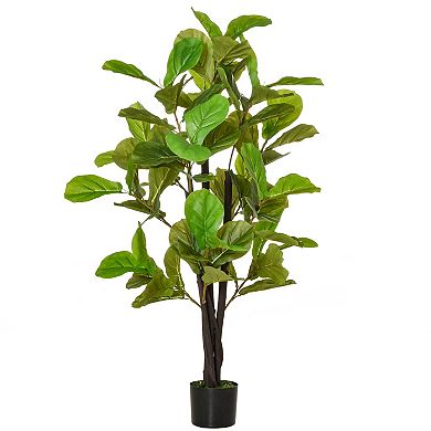 4.5' Artificial Fiddle Leaf Fig Potted Decorative Plant W/ 78 Realistic Leaves