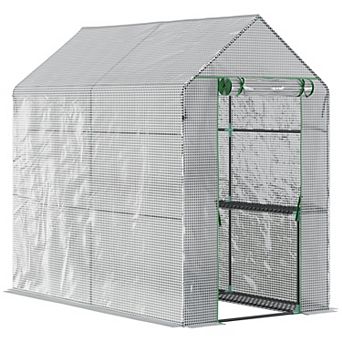 Outsunny 47inch x 73" x 75" Walk-In Portable Garden Greenhouse with Shelves