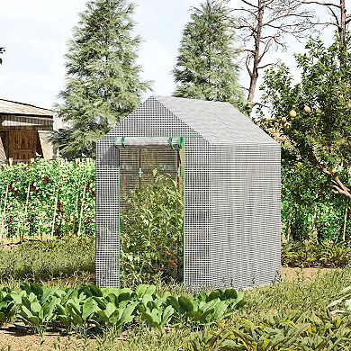 47" X 73"x 75" Walk-in Plant Greenhouse Garden Warm House W/ Roll-up Door White