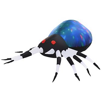 HOMCOM Inflatable Halloween Red-Eyed Spider Yard Decoration Built-in LED Lights