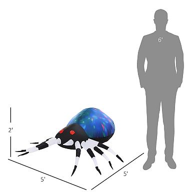 HOMCOM Inflatable Halloween Red-Eyed Spider Yard Decoration Built-in LED Lights