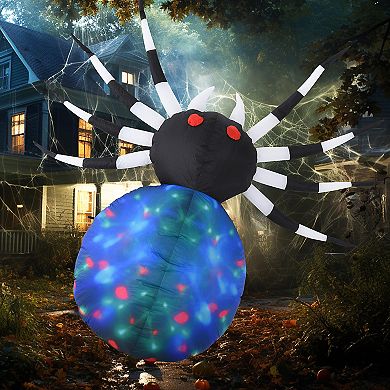 HOMCOM Inflatable Halloween Red-Eyed Spider Yard Decoration Built-in LED Lights