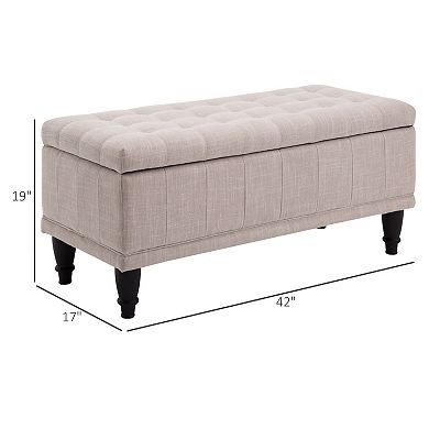 42" Lift Top Storage Ottoman Tufted Fabric Shoe Bench Footrest Stool Seat