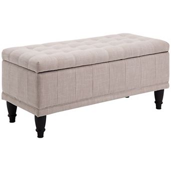 42" Lift Top Storage Ottoman Tufted Fabric Shoe Bench Footrest Stool Seat