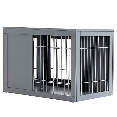 Furniture Style Dog Crate End Table, W/ Double Doors For Small & Medium Dogs
