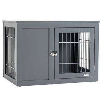 Furniture Style Dog Crate End Table, W/ Double Doors For Small & Medium Dogs