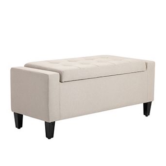 HOMCOM Tufted Linen Ottoman Bench with Lift Top 36.25inch x 15.75" x 15.75"