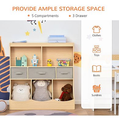 HOMCOM Toy Chest Kids Cabinet Freestanding Storage Organizer w/ Drawer, Shelves
