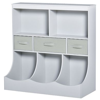 HOMCOM Toy Chest Kids Storage Organizer Children Display Bookcase with Drawers for Toys Clothes Books Grey
