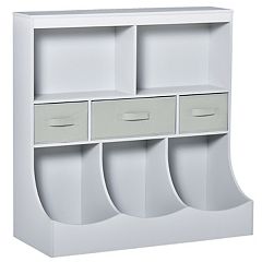 HOMCOM Kids Storage Cabinet 3 Shelves Anti-toppling Toy Organizer