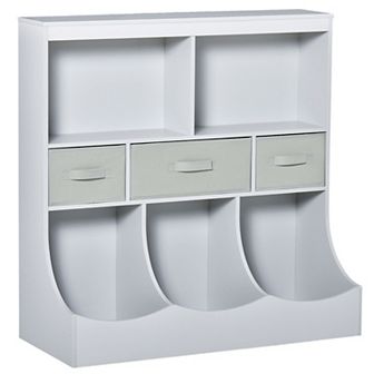 Toy Chest Kids Storage Organizer Wardrobe Display Bookcase W/ 3 Fabric Drawers