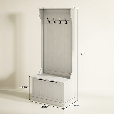 HOMCOM Hall Tree with Coat Rack, Storage and Sitting Bench