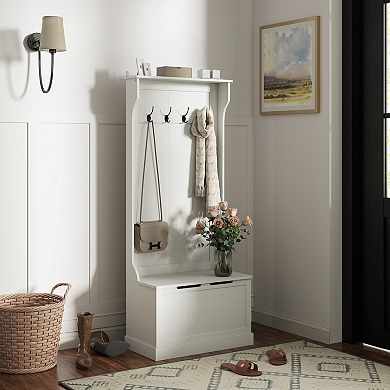 HOMCOM Hall Tree with Coat Rack, Storage and Sitting Bench