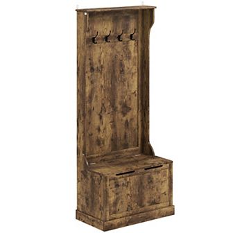 HOMCOM Hall Tree with Coat Rack, Storage and Sitting Bench