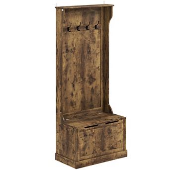 HOMCOM Hall Tree with Coat Rack, Storage and Sitting Bench