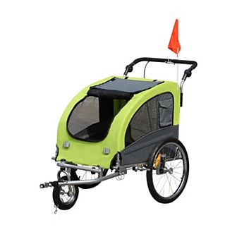 Aosom Dog Bike Trailer 2 in 1 Pet Stroller with Canopy and Storage Pockets White