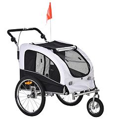 Aosom 2-in-1 Pet Bike Trailer, Dog Stroller, Small Pet Bicycle Cart Carrier  with Safety Leash, and Easy Fold Design, Grey