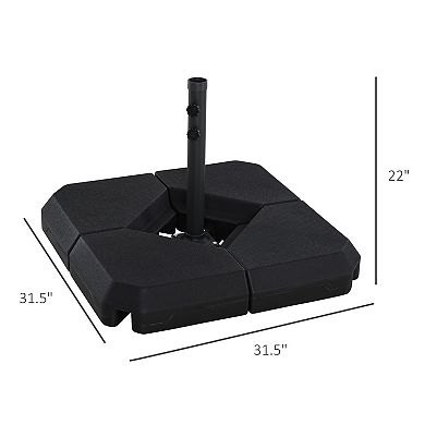 Outsunny 4PCs Parasol Base Stand Weights Umbrella Base Sand Water Filled Black