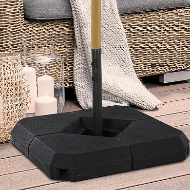 Outsunny 4PCs Parasol Base Stand Weights Umbrella Base Sand Water Filled Black