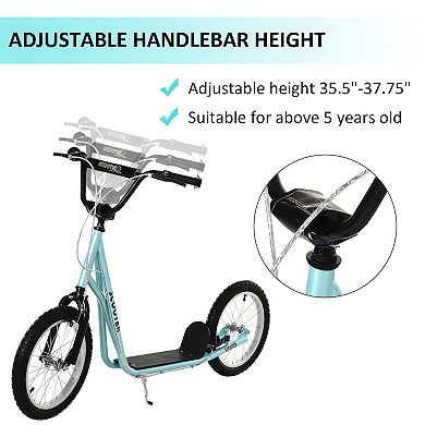 Youth Kids Scooter Height Adjustable Inflatable Tires Teens Ride On Toy For 5+