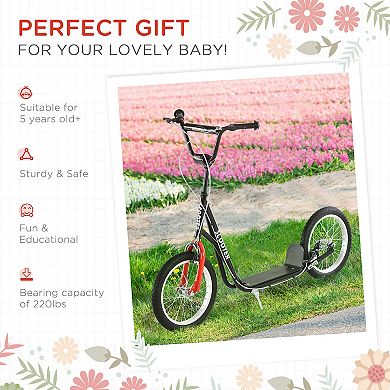 Aosom Youth Scooter Kick Scooter Front and Rear Dual Brakes,