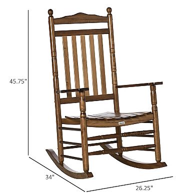 Traditional Wooden High-back Rocking Chair For Porch, Deck Indoor Outdoor Black