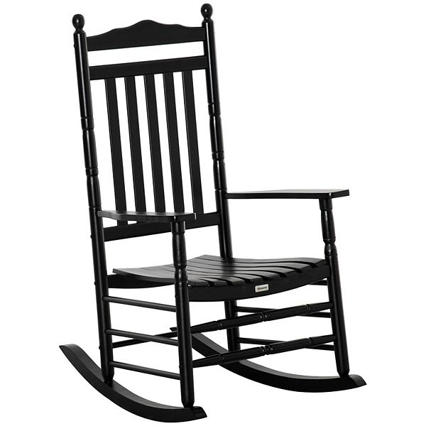 Outsunny Black Wood Outdoor Rocking Chair