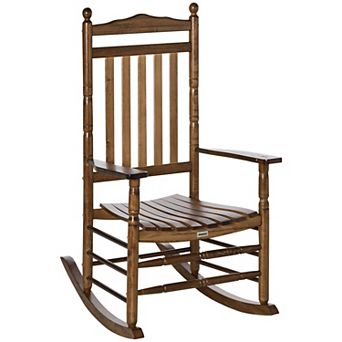 Traditional Wooden High-back Rocking Chair For Porch, Deck Indoor Outdoor Black