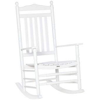 Traditional Wooden High-back Rocking Chair For Porch, Deck Indoor Outdoor Black