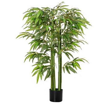 HOMCOM 4.5ft Faux Bamboo Tree Nursery Plant in Pot for Indoor & Decor