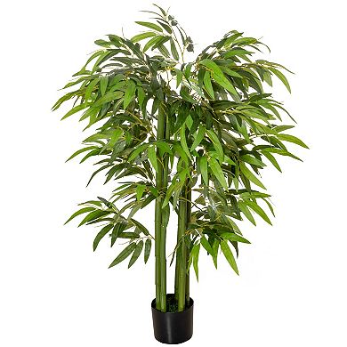 HOMCOM 4.5ft Faux Bamboo Tree Nursery Plant in Pot for Indoor & Decor