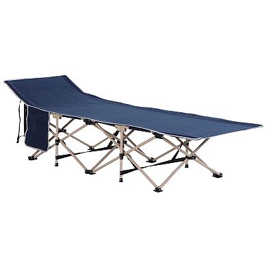 Single Person Wide Folding Camping Cot Outdoor Sleeping Bed W/ Carry Bag