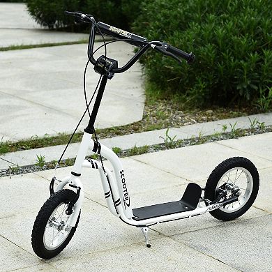 Dual Brakes Kick Scooter 12-inch Inflatable Front Wheel Ride On Toy For Age 5+