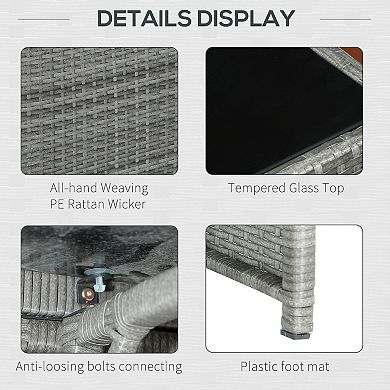 Outsunny 9 Pieces Patio Wicker Dining Sets Space Saving Outdoor Sectional Conversation Set with Dining Table and Chair and Cushioned for Lawn Garden Backyard Grey