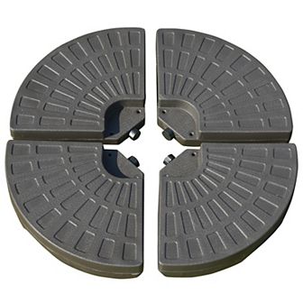 Outsunny 4 pc Cantilever Patio Umbrella Base Stand Fan Shaped Umbrella Weights w/ Built In Handles and Rugged Material 148 lbs Water and 220 lbs Water and Sand Coffee