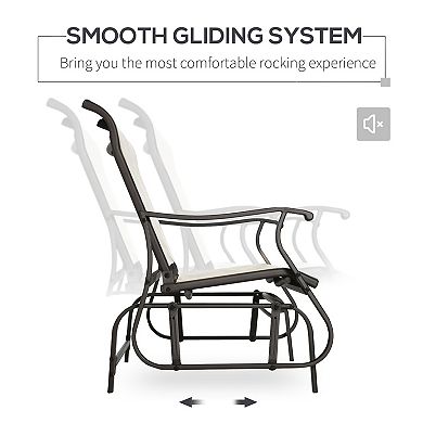 47" Outdoor Double Glider Bench Backyard Patio Mesh Gliding Chair, Cream White