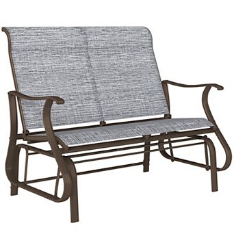 Outsunny 47" Outdoor Double Gliding Bench, Patio Glider Armchair,