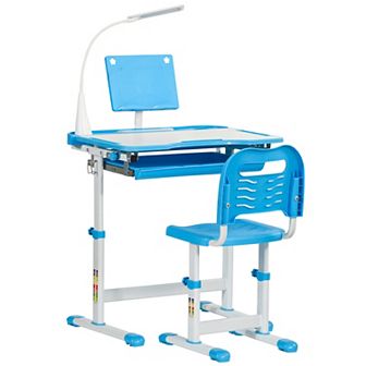Multi-function Kids Desk & Chair Set Height Adjustable School Study Table, Pink
