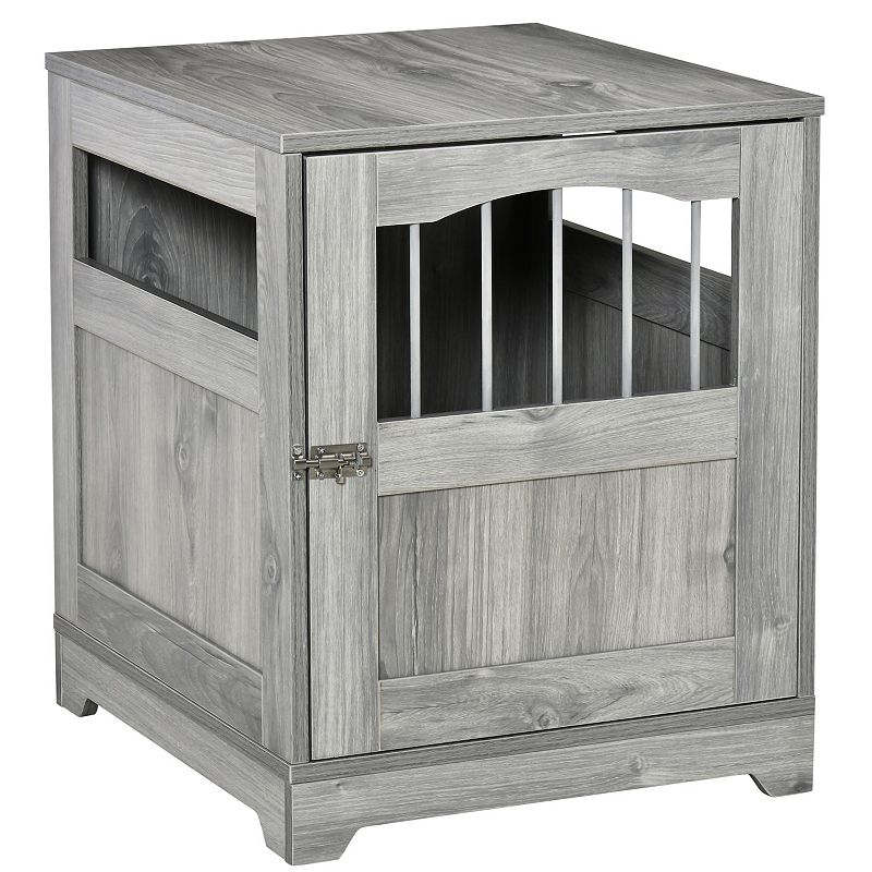 PawHut Modern Dog Crate End Table with Divider Panel for Large Dog and 2 Small Dogs, Gray