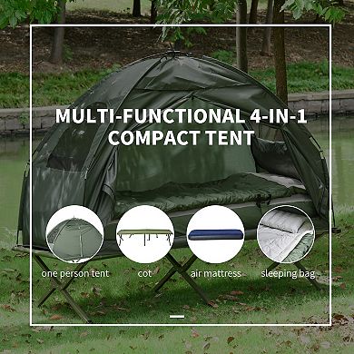 Outdoor 1-person Folding Tent Elevated Camping Cot W/air Mattress ...