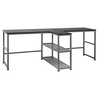 83'' Two Person Desk W/ Storage Shelves, Computer Office Desk, Writing Table