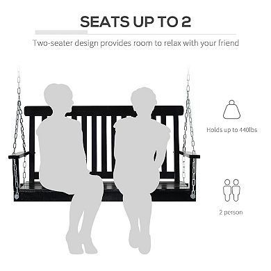 Outsunny 2-Seater Outdoor Patio Porch Swing Chair Seat with Slat Design