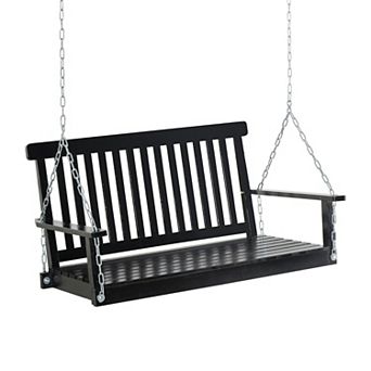 2-person Heavy Duty Hanging Swinging Outside Front Bench W/ Fir Wood, White