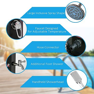 Outsunny Outdoor Solar-Powered Standing Shower with Temperature Adjustment