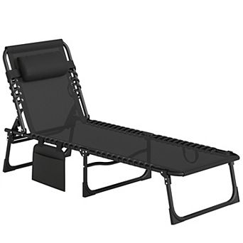 Outsunny Sun Lounger, Folding Chaise Recliner 5-Position Adjustable