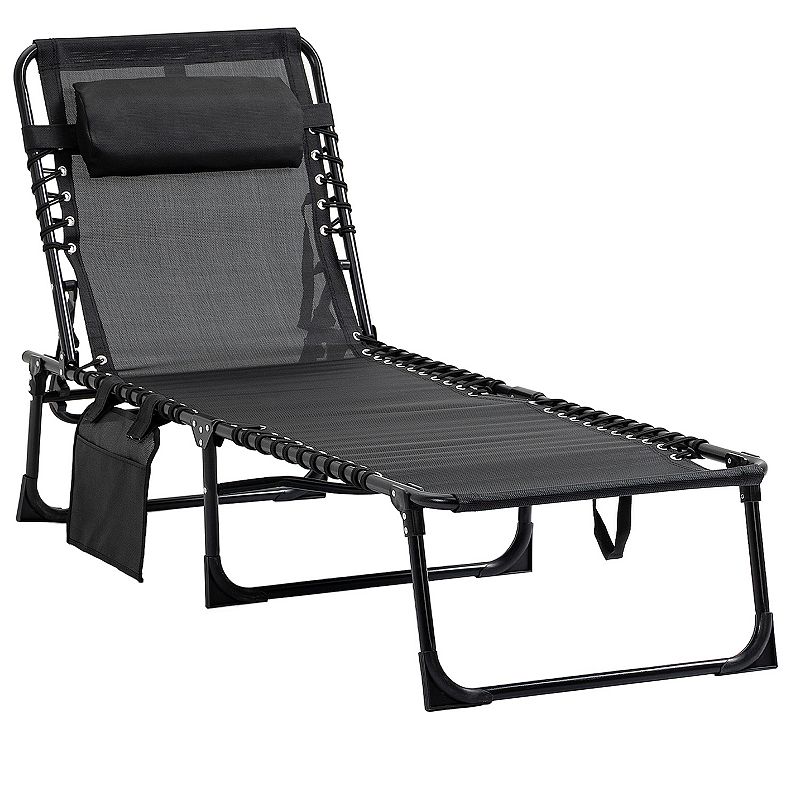 Outsunny Patio Recliner, Outdoor Reclining Chair With Flip-up Side Table,  All-weather Wicker Metal Frame Chaise With Footrest, Cushions : Target