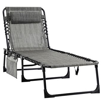 Outsunny Sun Lounger, Folding Chaise Recliner 5-Position Adjustable